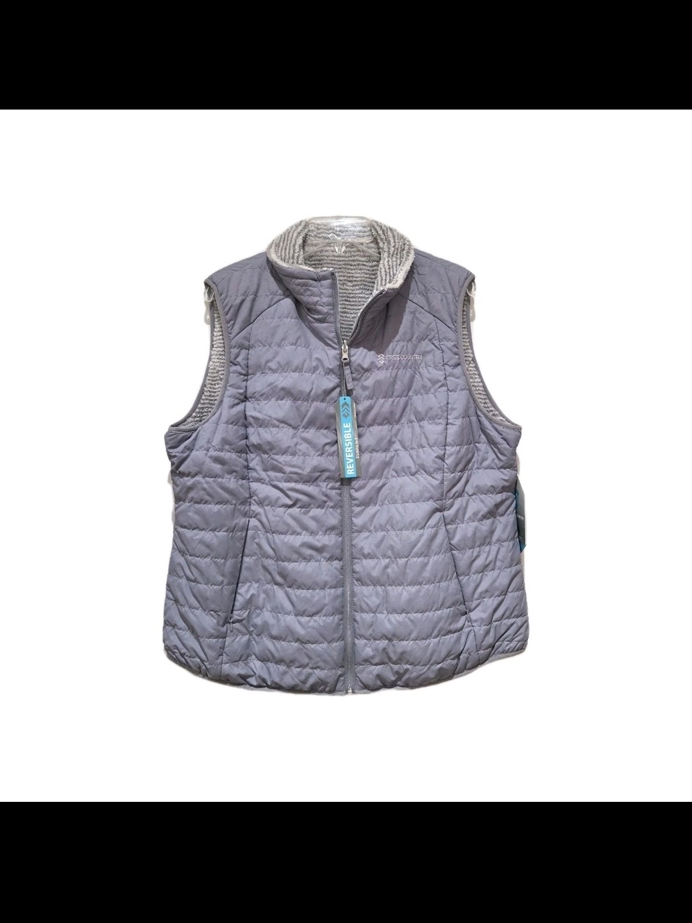 Reversible Quilted Women's Vest - Light Gray